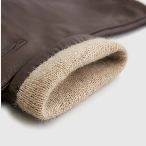 Quince Lamb Leather Cashmere Lined Gloves In Choclate - Picture 8 of 13